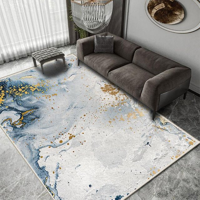 Moderner Teppich aus Crystal Velvet in Weiß für Wohnzimmer und Schlafzimmer, rutschfest und waschbar, B/T: 60 x 40 cm - Bild 1