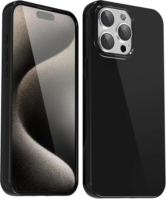 YULIN Glänzende Silikon-Schutzhülle für iPhone 16 15 14 13 12 11 Pro Max Plus in Weiß oder Schwarz - Bild 1