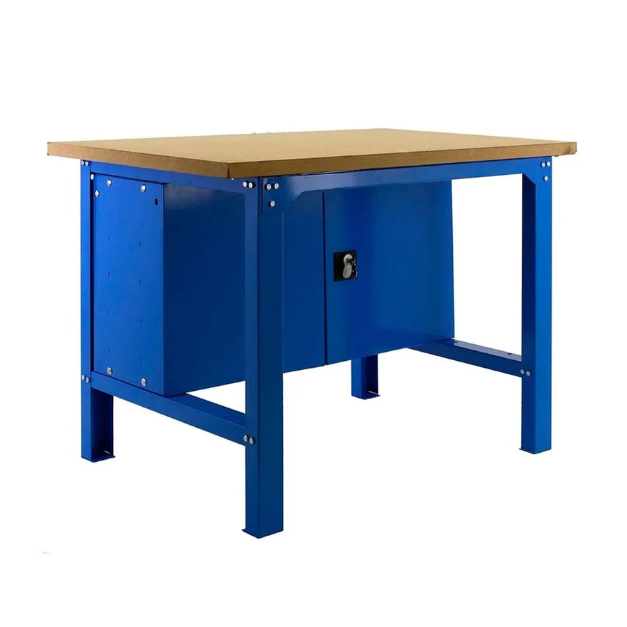 PROREGAL Werkbank Buffalo Wood mit Schrank in Blau, Traglast 600 kg, H x B x T: 87 x 120 x 75 cm - Bild 2