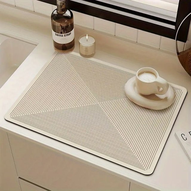 VIKAMA Geometrische Küchen-Abtropfmatte, saugfähig und rutschfest für Kaffeemaschinen und Waschbecken, Breite: 30 cm, Tiefe: 30 cm - Bild 1
