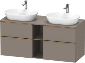 Duravit Waschtischunterschrank D-Neo in Grau Matt mit Wandmontage und offenen Regalfächern, B/T/H: 140 x 55 x 66,4 cm - Bild 1