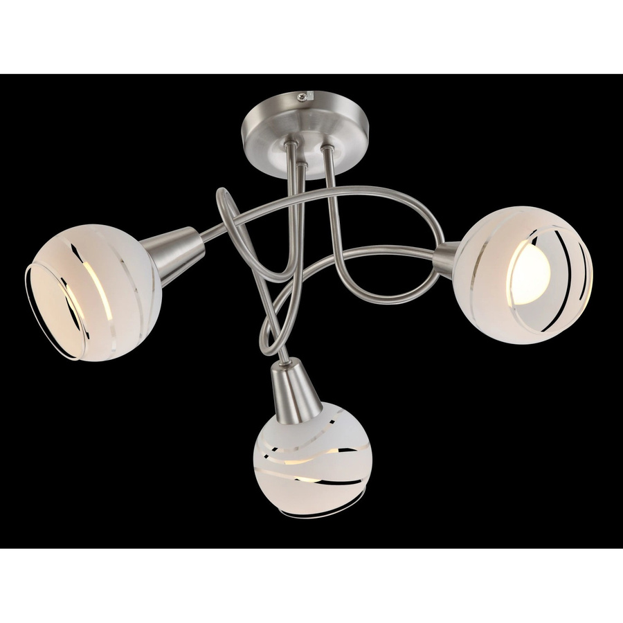 GLOBO LIGHTING LED-Deckenleuchte Elliott in Nickelfarben mit 3 Spots aus Metall und Glas, inklusive Leuchtmittel, Breite: 39 cm, Grau/Transparent - Bild 4
