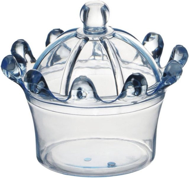 12 Stück CosyHome Süßigkeitenboxen in Kronenform aus Kunststoff für Hochzeiten und Partys in Blau und Transparent - Bild 1
