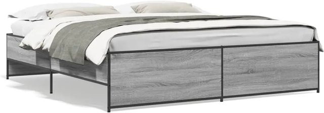 vidaXL Bettgestell in Grau Sonoma aus Holzwerkstoff und Stahl, B/T/H: 180 x 200 x 40,5 cm - Bild 1
