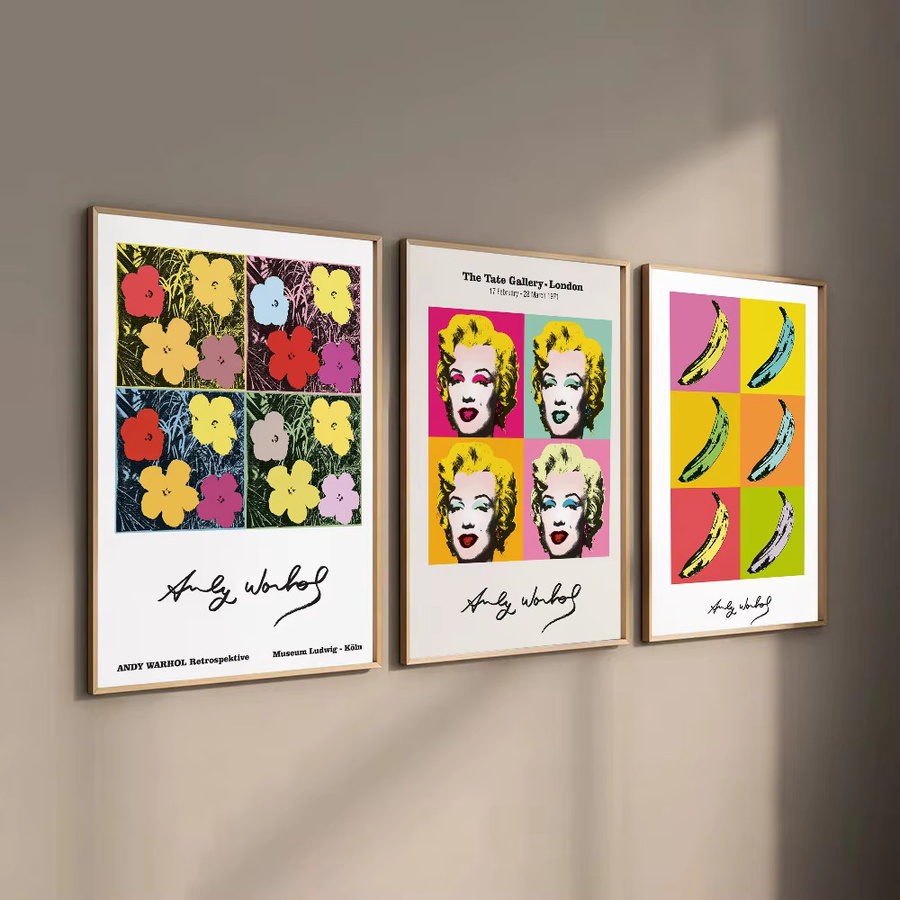 Kayou Vintage-Poster Andy Warhol Blumen Motiv, selbstklebender wasserfester Papieraufkleber, Mehrfarbig, B/H: 15,0 x 10,0 cm - Bild 2