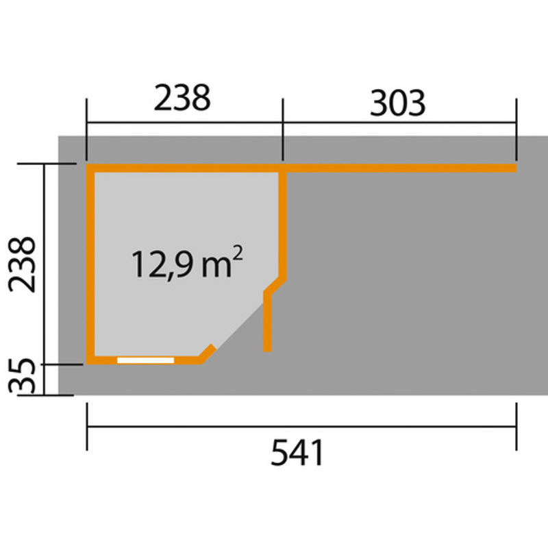 WEKA Blockbohlenhaus Gartenhaus San Remo modern mit Flachdach, Grau, Breite: 541 cm, Tiefe: 238 cm, Höhe: 237 cm - Bild 3