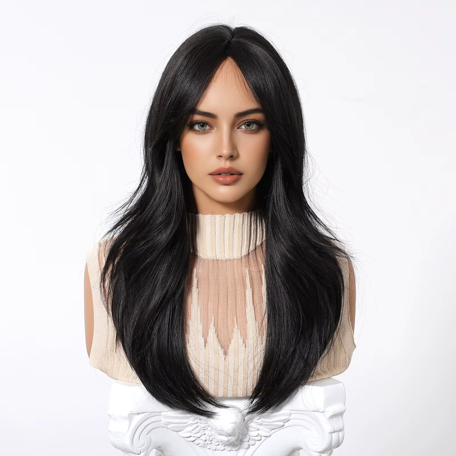 EASIHAIR Perücke, lange schwarze synthetische Haare, gerade, Damen - Bild 2