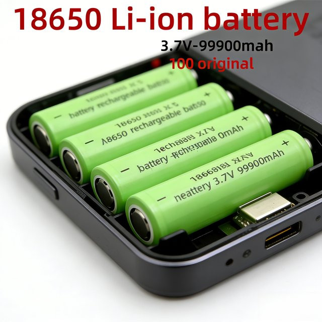NDNNAS Li-Ion Akku 18650 Wiederaufladbare Lithium-Ionen Trockenbatterie in Grün mit 50000 mAh - Bild 1