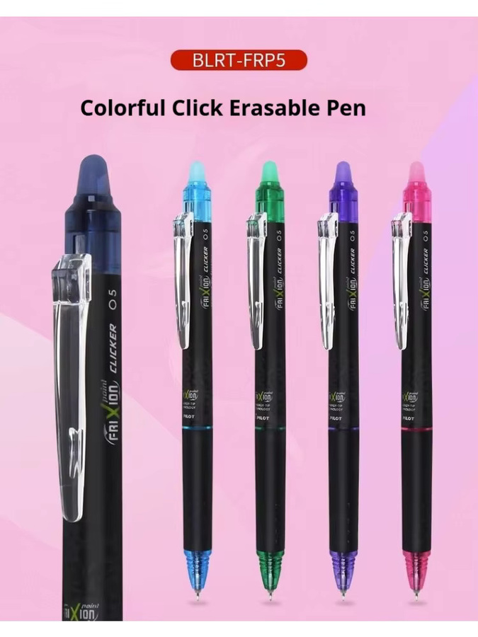 Pilot FriXion Radierbare Gelstifte 0,5mm mit einziehbarem Stift, Set mit schwarzer, roter und blauer Tinte für Schule und Notizen - Bild 6