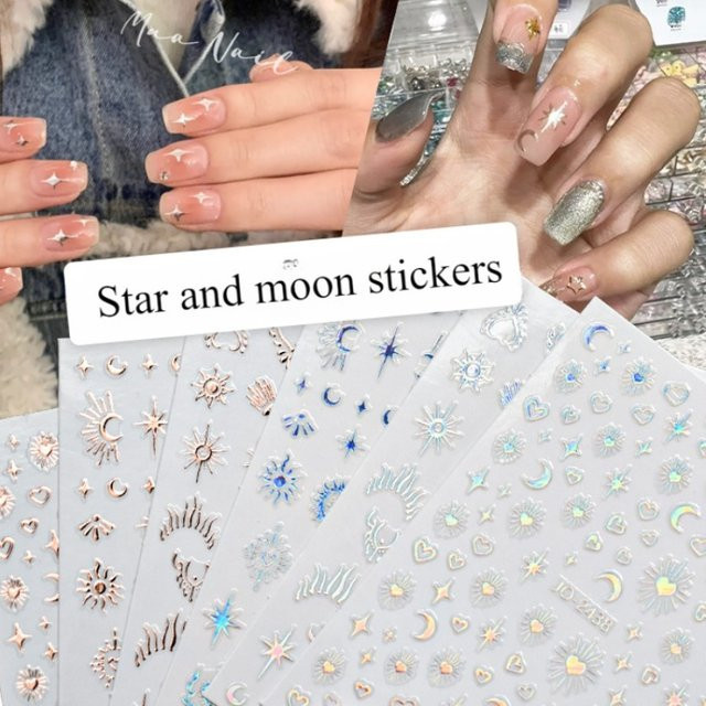 SJP Nagelaufkleber Moon Star Sun Design, Gold, Metallic - Bild 1