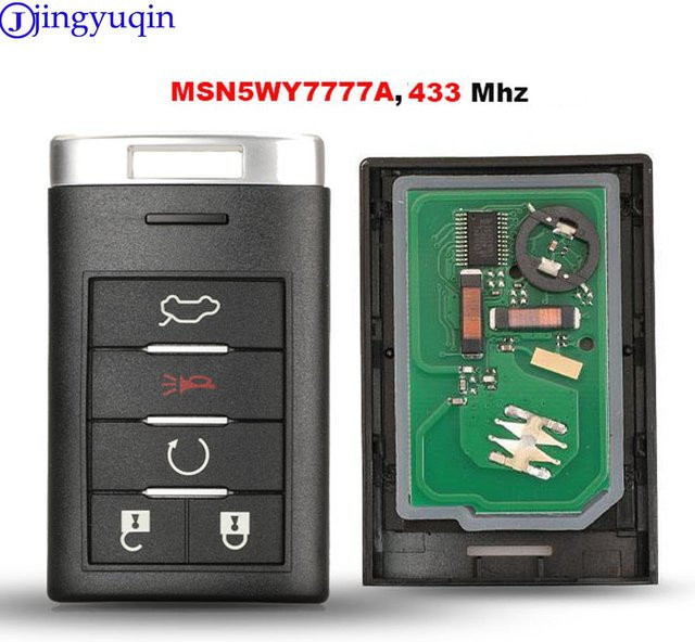 Jingyuqin Auto Fernbedienung Schlüssel für Cadillac SRX CTS CTS Coupe mit ID46 Chip, 315/433 MHz, Schwarz, MSN5WY7777A - Bild 1