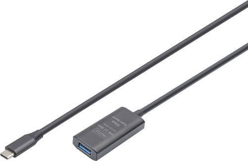 Digitus Aktives USB 3.2 Gen1 Verlängerungskabel USB-C auf USB-A Schwarz 5,00 m - Bild 1