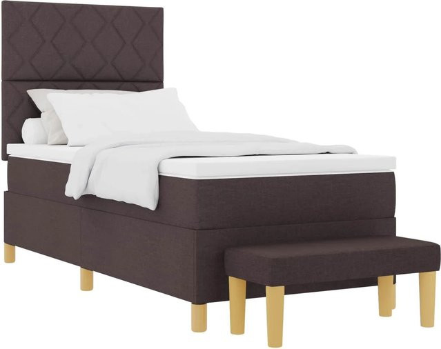 vidaXL Boxspringbett mit Matratze in Dunkelbraun, B/T/H: 100 x 200 x 128 cm - Bild 1