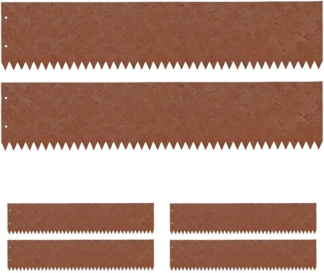 Relaxdays Rasenkante aus Stahl in Braun, 6er Pack, flexibel für Garten, Blumenbeete und Wege, H x B x T: 15 x 101,5 x 0,1 cm - Bild 1