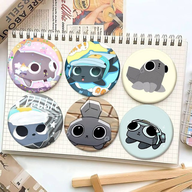 Mesuca Brosche, Emaille-Pin, Cartoon-Stil, Rund - Bild 1