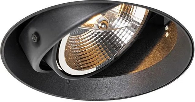 QAZQA Moderner Einbaustrahler Schwarz GU10 Rund Randlos aus Aluminium dimmbar und verstellbar - Bild 1
