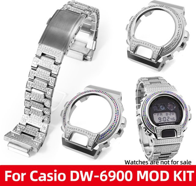 Casio G-Shock DW6900 Upgrade Set, Edelstahl, Diamant, Bicolor - Bild 1