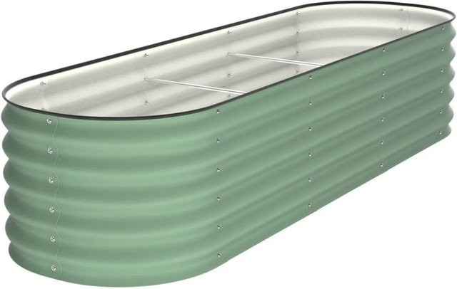 VidaAtHome ALVARE Gartenbeet aus Metall in Waldgrün und Silber, B/T/H: 202 x 61 x 43 cm - Bild 1