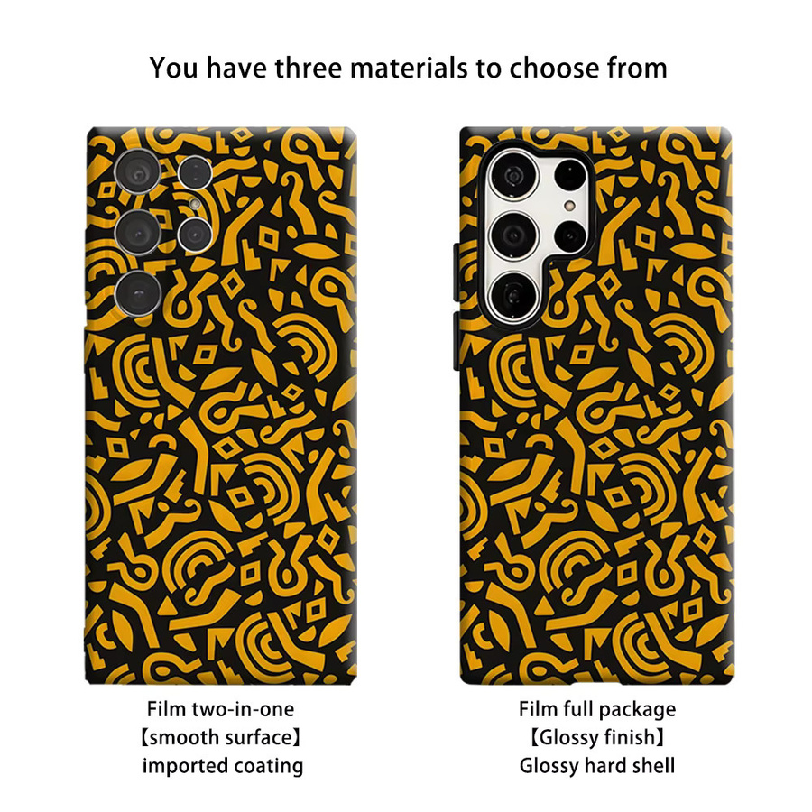 Stoßfeste Doppelschicht Handyhülle mit Schwarz-Gelbem Tribal-Design für Samsung Galaxy S26 S25 Ultra S24 S23 Ultra Plus - Bild 2