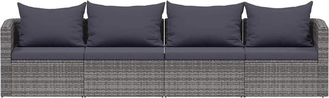 vidaXL 4-teilige Garten-Sofagarnitur in U-Form aus Poly Rattan mit Kissen in Grau - Bild 1