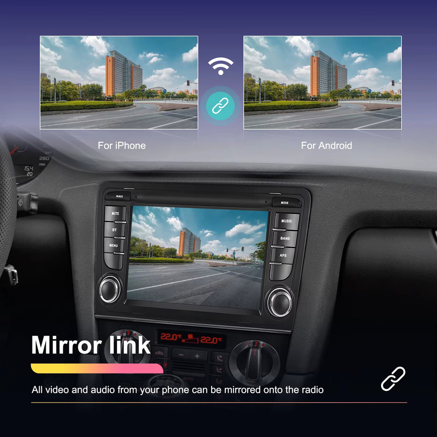 Podofo 7-Zoll Carplay Android Autoradio für Audi A3 8P 2006-2012 S3 RS3 Sportback mit GPS und RDS in Schwarz - Bild 4