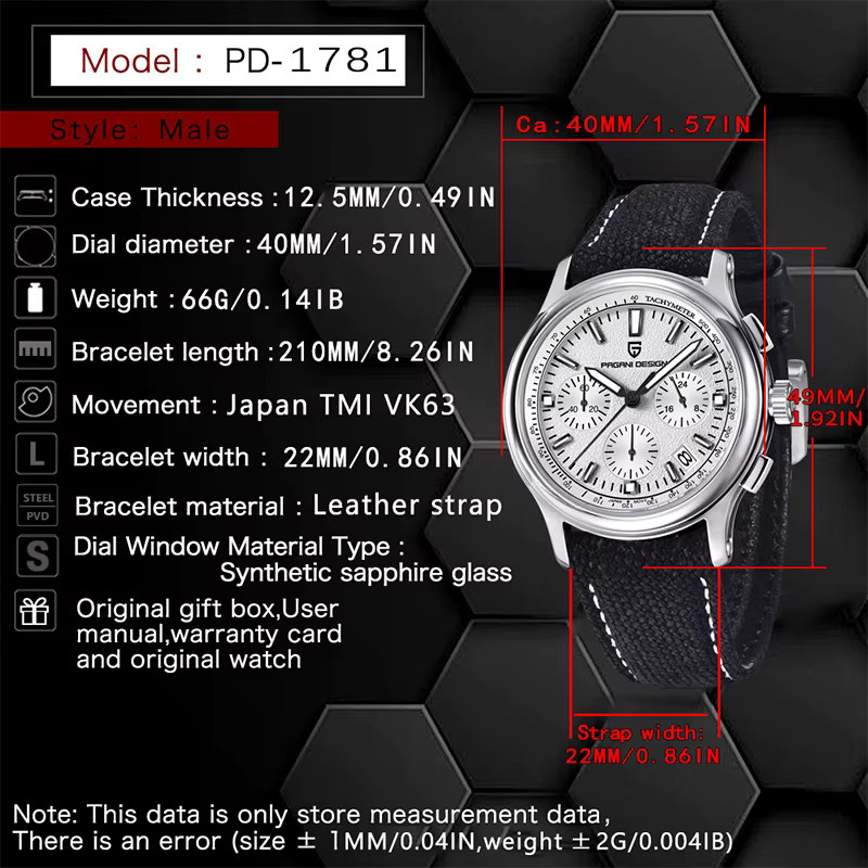 PAGANI DESIGN Chronograph, Quarz, Edelstahl, Saphirglas, 40 mm, Herren - Bild 5