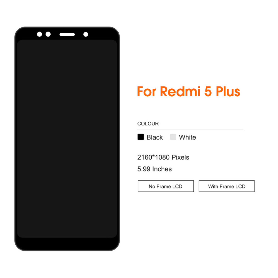 Xiaomi Redmi 5 Plus LCD Display mit Touch Screen und Rahmen in Schwarz für die Reparatur (Modell MEG7 MEI7) - Bild 2