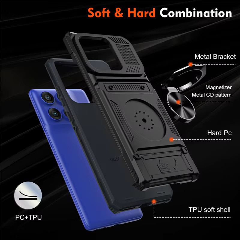 OTT-BOX Armor Case Magnetische Ringhalterung Stoßfeste Hülle für Motorola Moto G Play Power Stylus 2025 2026 Edge 60S 50 Pro Fusion Android in Schwarz oder Blau - Bild 4