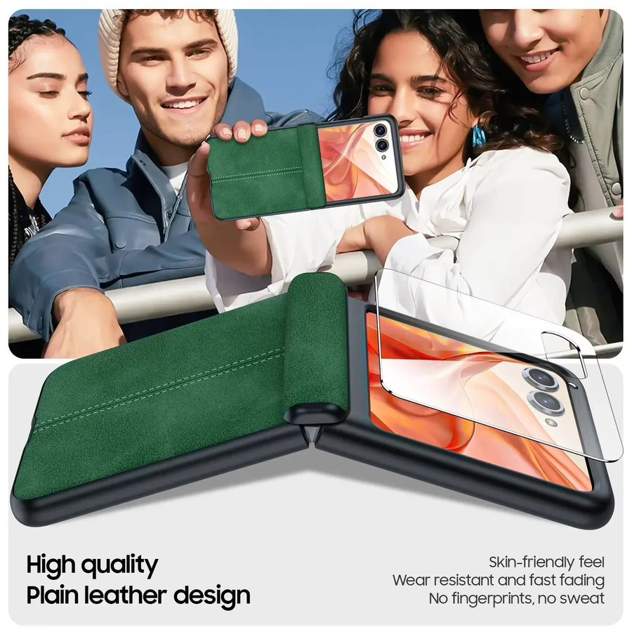 Motorola Moto Razr 50/60/70 Lederhülle mit magnetischem Scharnierschutz und 9H Displayschutz in Grün - Bild 5