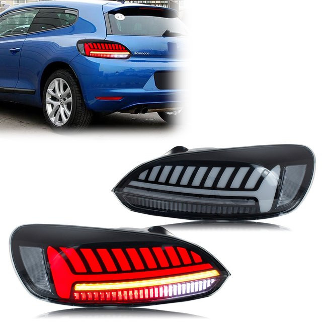 Schwarze LED-Rückleuchten mit sequentieller Blinker-Animation für Volkswagen VW Scirocco 3TSI TDI R (2009–2017) - Bild 1