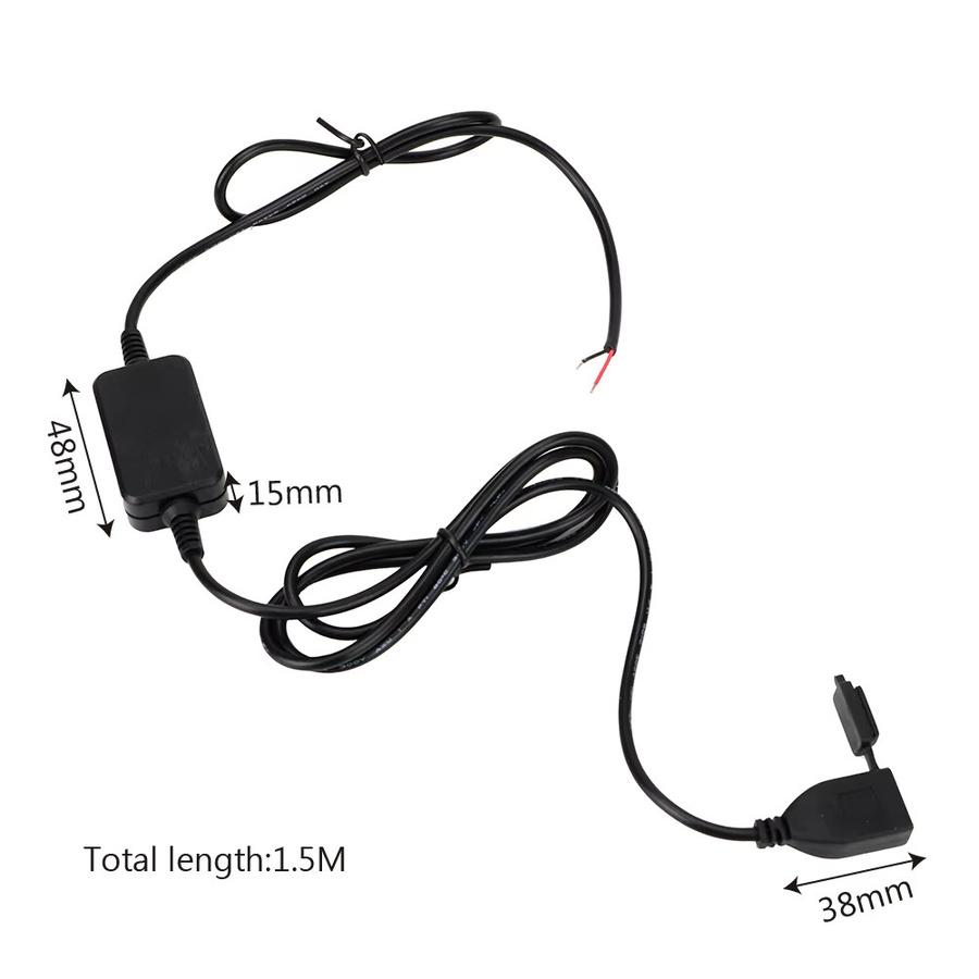 Motorrad USB Ladegerät mit USB-C Port und DC 5V 2A Adapter in Schwarz - Bild 2
