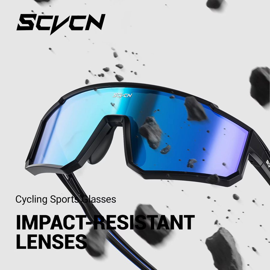 SCVCN Sportsonnenbrille, Vollrand, Black, Unisex, Wrap - Bild 5