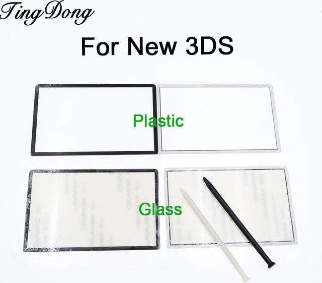 2er-Set Ersatz-LCD-Bildschirm und Objektivabdeckung für Nintendo New 3DS Konsole in Schwarz und Transparent inklusive Kleber - Bild 1