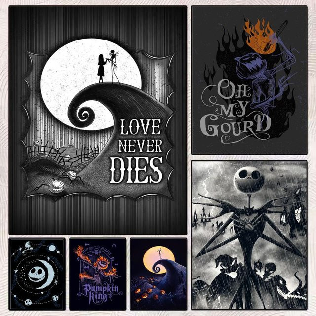 MINISO Nightmare Before Christmas Wandaufkleber, selbstklebendes Wandbild in Schwarz und Mehrfarbig, rechteckiges Poster aus Papier - Bild 1