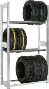 Bito Reifenregal mit 3 Ebenen aus Stahl in Silber, B/T/H: 135,8 x 42,4 x 185,0 cm - Bild 1
