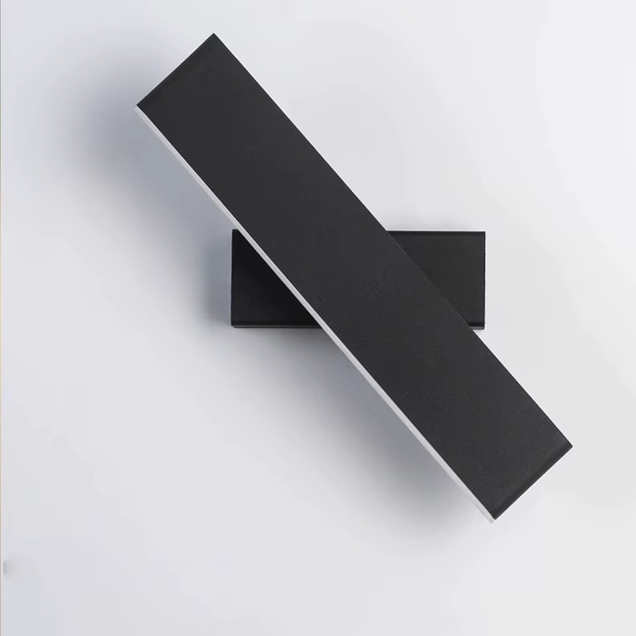 Moderne LED-Wandleuchte von LITU in Schwarz aus Aluminium mit dimmbarer Warmweiß-Funktion und Drehregler für Flur und Treppenhaus - Bild 4