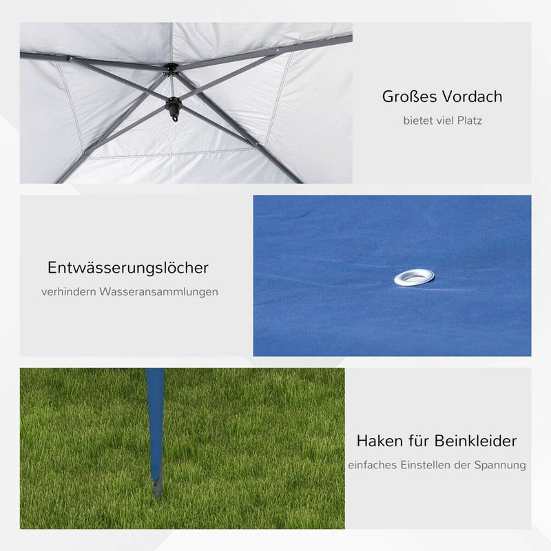 Outsunny Faltpavillon aus Polyester und Stahl in Blau, B/H/L: 295 x 265 x 585 cm - Bild 4