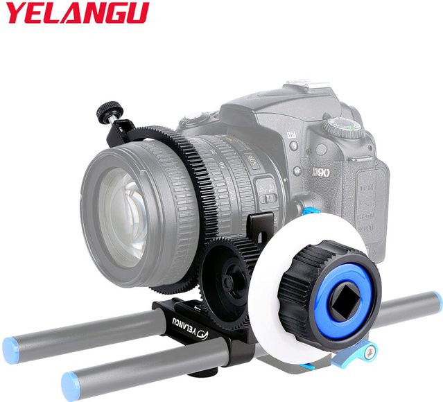 YELANGU Tragbarer Mini Follow Focus Drahtlose Objektivsteuerung für DSLR Kamera und BMPCC 4K in Schwarz und Blau - Bild 1