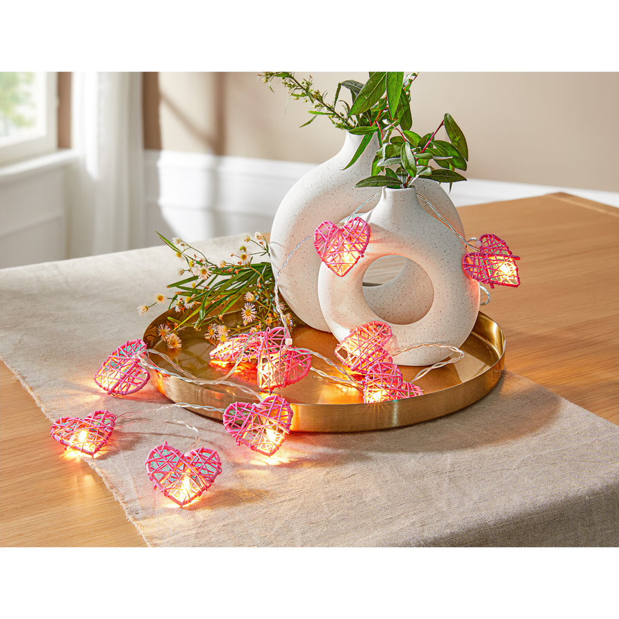 LED-Lichterkette Herzen von viva domo in Pink mit warmweißem Licht, Länge: 165 cm - Bild 2