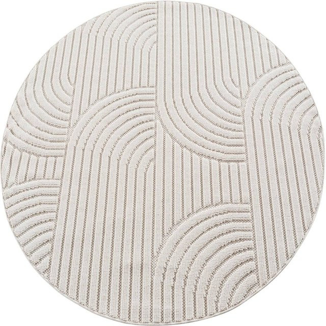 Ayyildiz Kurzflorteppich Helix rund in Creme, Durchmesser: 160 cm - Bild 1