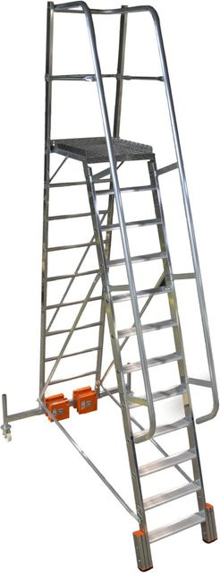 Krause Stabilo Vario Podestleiter aus Aluminium, 9 Stufen, Silber - Bild 1