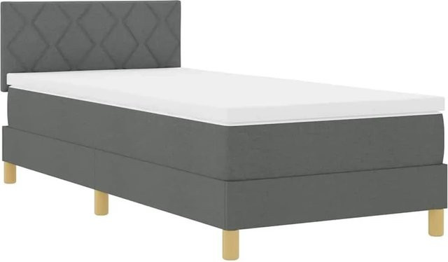 vidaXL LED Boxspringbett mit Matratze in Dunkelgrau, Hybrid-Matratze mit USB-Anschluss und Unterbettbeleuchtung, B/T: 100 x 200 cm - Bild 1