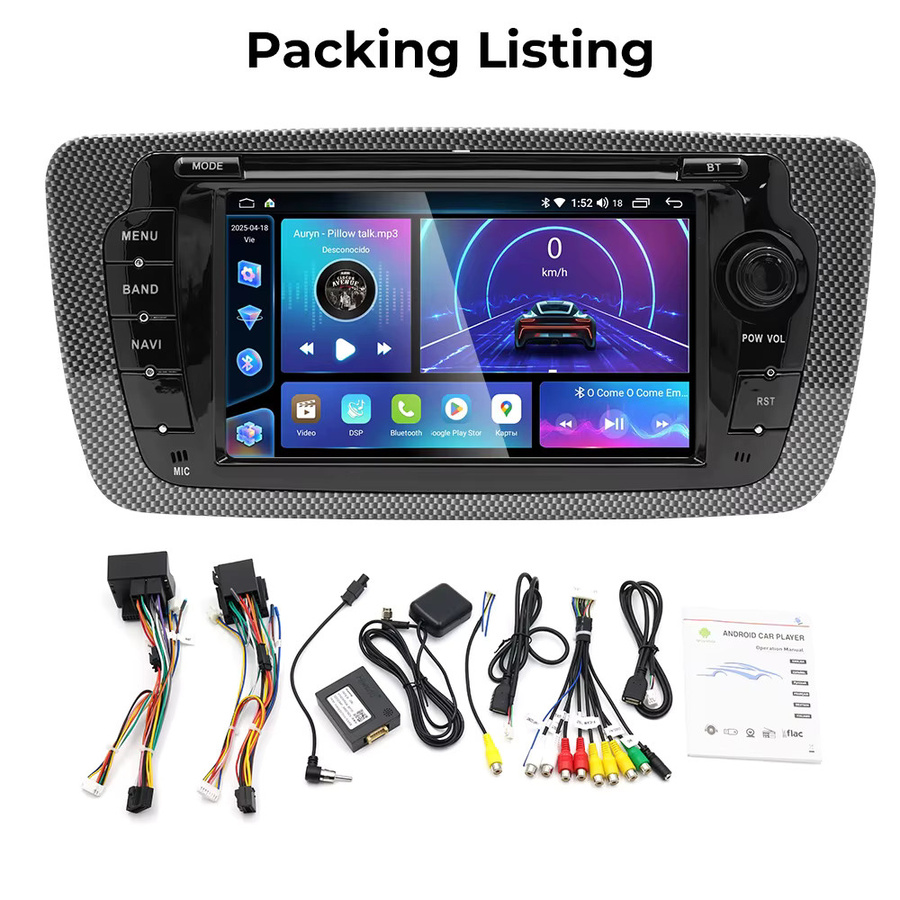 Gearelec GPS-Autoradio für Seat Ibiza 6J 2009–2013 mit 7 Zoll Display, Android 14, CarPlay, Android Auto und WLAN in Schwarz - Bild 6