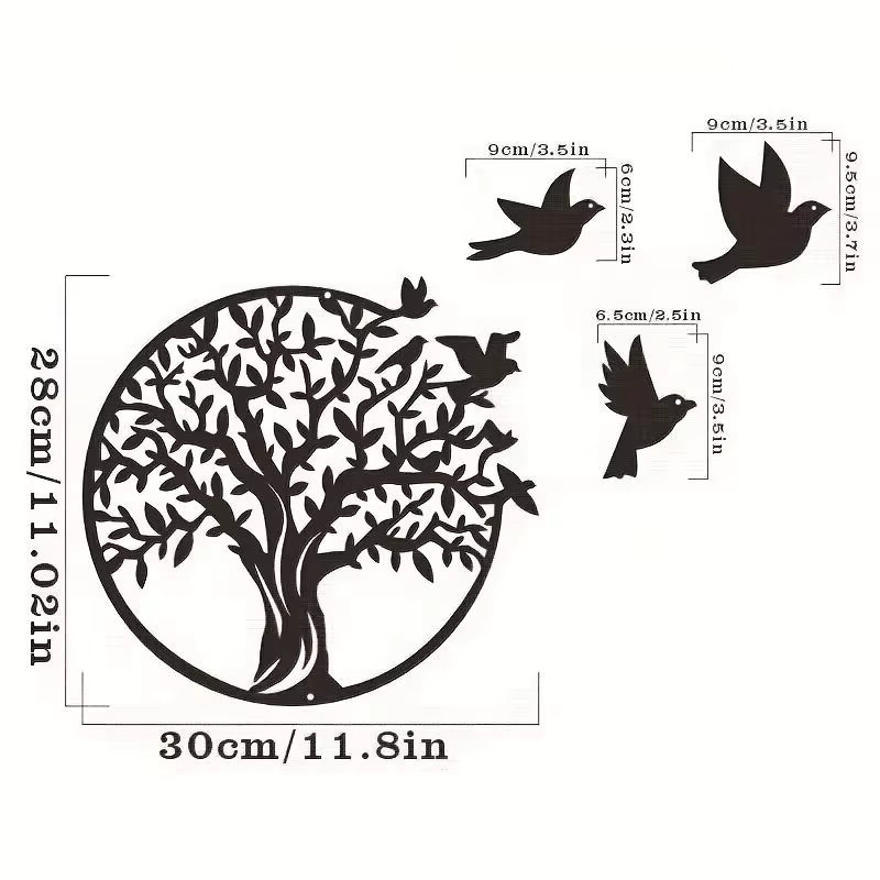 DDPNKL Wanddekoration Baum des Lebens aus Metall in Schwarz, modernes florales Design für Garten und Haus - Bild 2