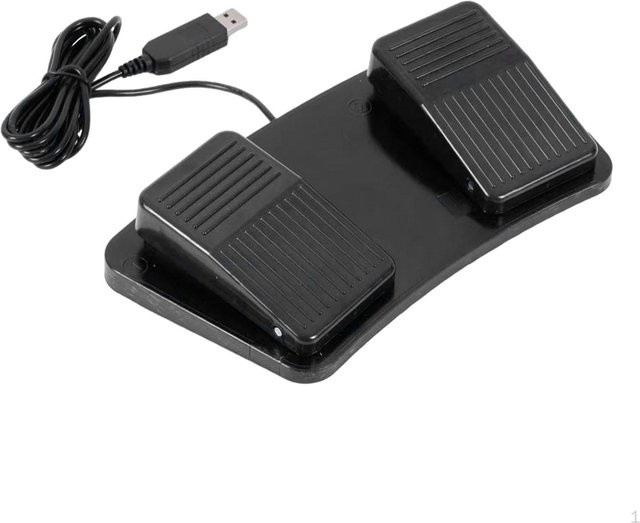 Ludatrade USB Fußschalter mit 2m Kabel, mechanisches Fußpedal für PC in Grau - Bild 1