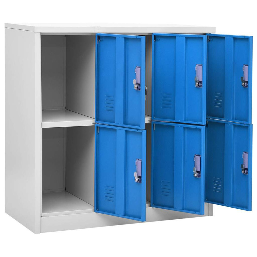 vidaXL Schließfachschrank aus Stahl in Grau und Blau, abschließbar, B/T/H: 90 x 45 x 92,5 cm - Bild 3