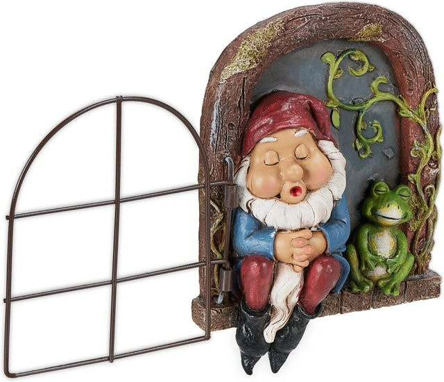 Relaxdays Wichtelfenster aus Polyresin in Bunt, Frostsicher, B/H/T: 17 x 12 x 4,5 cm - Bild 1