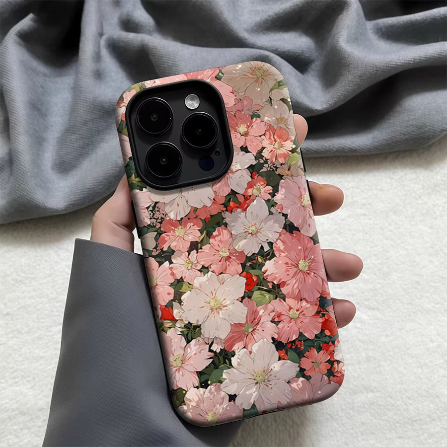 Potdemiel Blush Flower Cascade Handyhülle für iPhone 17 16 15 14 13 Pro Max Plus, robuste doppelschichtige Hülle in Pink - Bild 4
