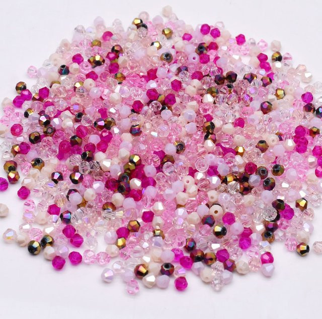 YanQi Bicone Kristallglas Perlen, 4 mm, Bernstein, Spacer Perlen - Bild 1