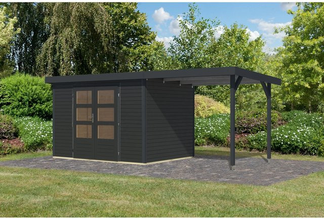 Karibu Gartenhaus Ernesto 4 C mit Anbaudach in Anthrazit, B/T/H: 209 x 298 x 213 cm - Bild 1